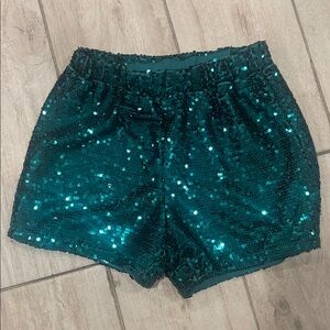 Sincerely Jules Teal Sequin Shorts